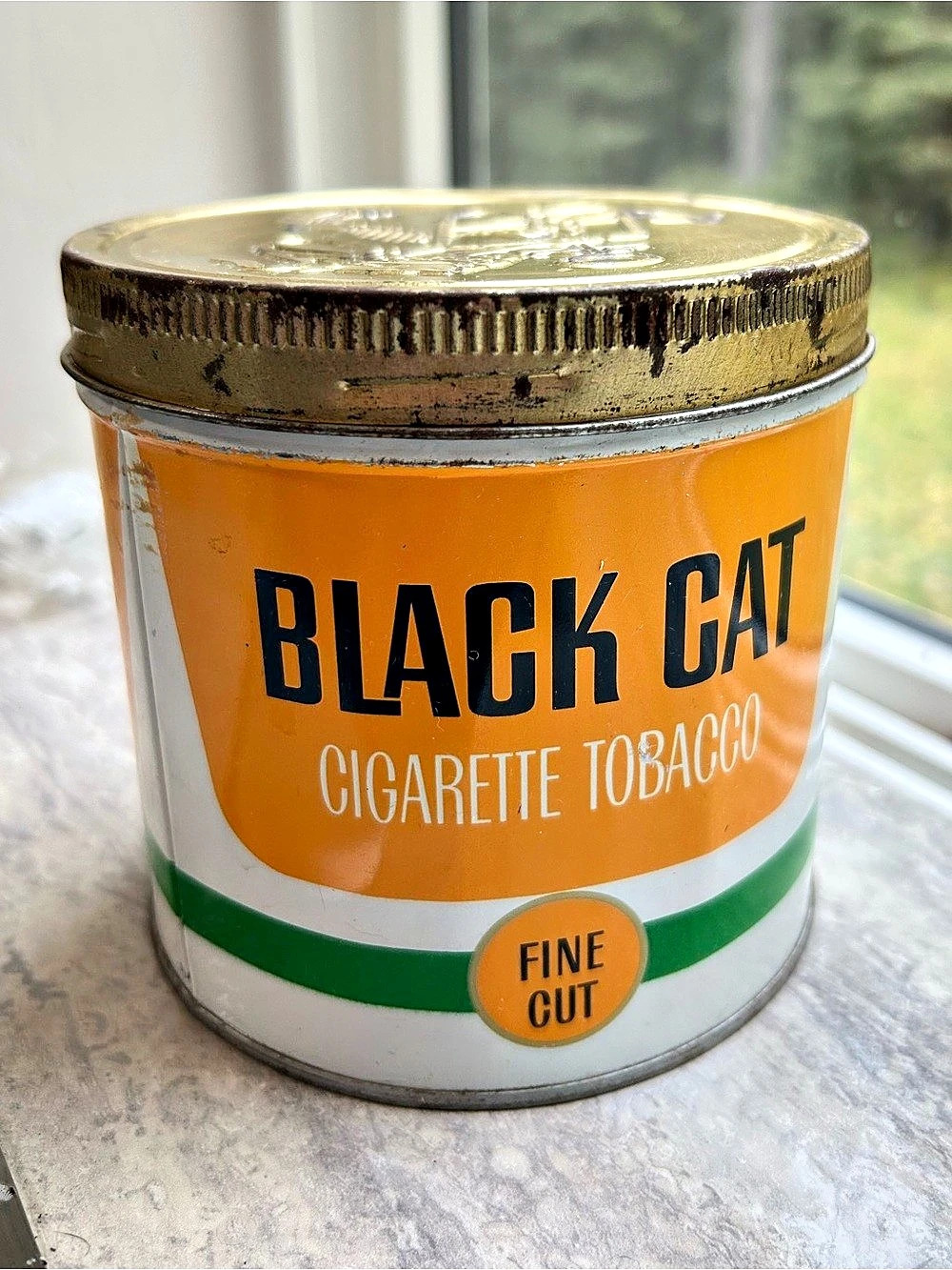 ✨Vintage✨1950s | Black Cat | Cigarette Tobacco Tin | Original Gold-Coloured Tim